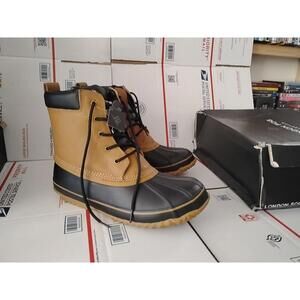 London Fog Ashford 2 Tan brown Waterproof Shell Winter Boots Mens Sz 12 M#00t